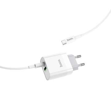 Ładowarka sieciowa Hoco C80A Network PD20W/QC3.0 + kabel USB-C White