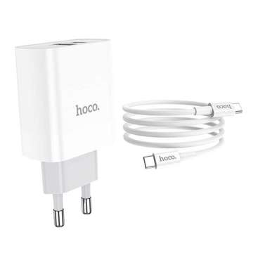 Ładowarka sieciowa Hoco C80A Network PD20W/QC3.0 + kabel USB-C White