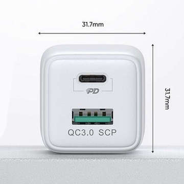 Ładowarka sieciowa Joyroom L-QP303 USB + USB-C 30W PD QC 3.0 AFC FCP White