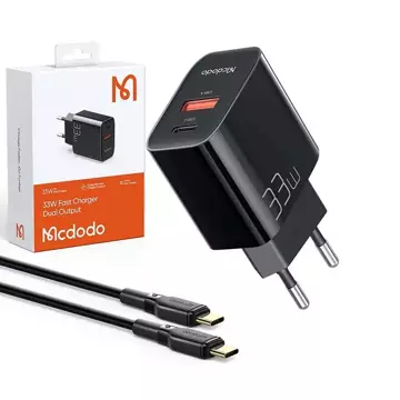 Ładowarka sieciowa Mcdodo CH-0922 USB + USB-C, 33W + kabel USB-C (czarna)