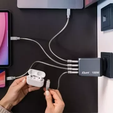 Ładowarka sieciowa Verbatim GaN 100W 3xUSB-C/USB-A + Adapter