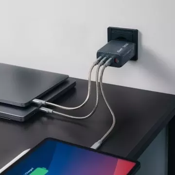 Ładowarka sieciowa Verbatim GaN 240W 3xUSB-C/USB-A Szara + Adapter