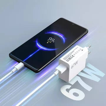 Ładowarka sieciowa Xiaomi Oryginalna MDY-14-EW 67W Szybkie Ładowanie QC 3.0 + Kabel USB-USB-C 6A Biała