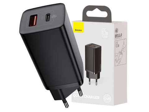 Ładowarka sieciowa szybka  Baseus GaN2 Lite USB + USB-C 65W EU Czarna