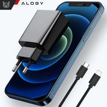 Ładowarka sieciowa szybka do iPhone USB-C PD 20W + Kabel USB-C - Lightning 1m Czarny