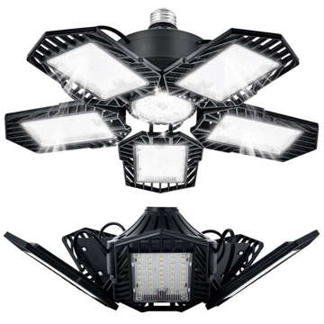 Lampa LED sufitowa warsztatowa Halogen żarówka z panelami E27 50W garażowa czarna