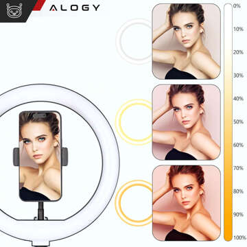 Lampa pierścieniowa fotograficzna Alogy Ring A33 do zdjęć makijażu + statyw