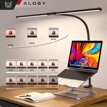 Lampka biurkowa nocna LED Alogy 30 trybów USB podwójne oświetlenie lampa z elastycznym ramieniem do biurka