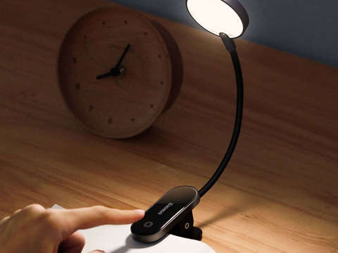 Lampka biurkowa nocna LED Baseus bezprzewodowa z klipsem szara