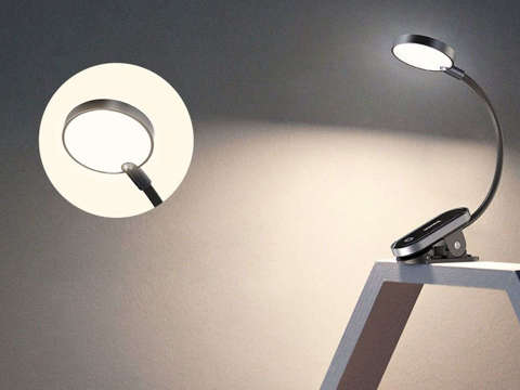 Lampka biurkowa nocna LED Baseus bezprzewodowa z klipsem szara