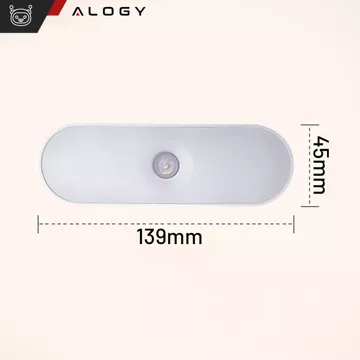 Lampka nocna Alogy Sensor Lamp z czujnikiem ruchu 14cm lampa szafkowa biurkowa na magnes Biała