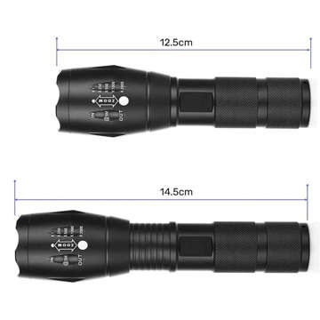 Latarka taktyczna ręczna wojskowa B63 z mocną diodą LED XML-T6 Zoom 500m Czarna