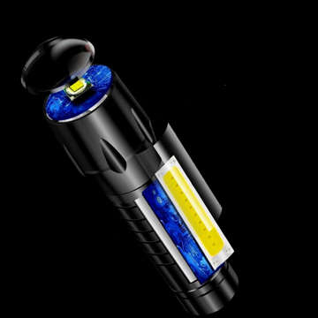 Latarka taktycznia Mini światło klasyczne 9cm LED COB T6 z regulacją Zoom kieszonkowa czarna