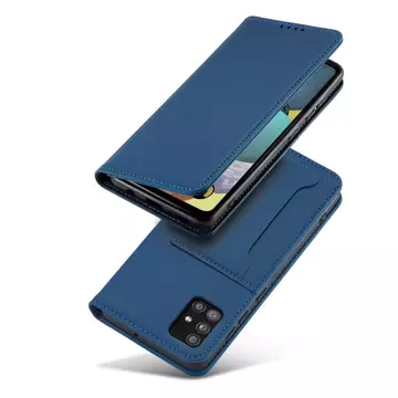 Magnet Card Case etui do Samsung Galaxy A13 5G pokrowiec portfel na karty kartę podstawka niebieski