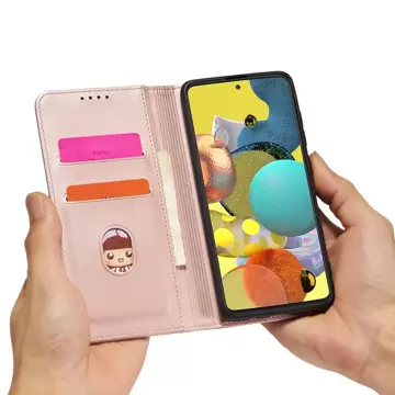 Magnet Card Case etui do Samsung Galaxy A13 5G pokrowiec portfel na karty kartę podstawka różowy