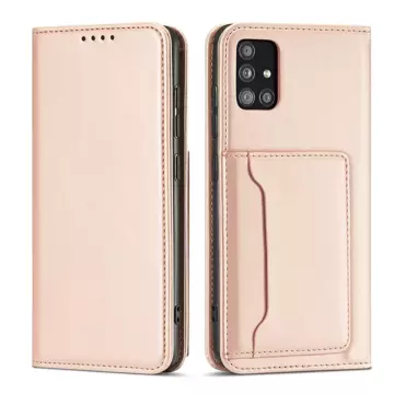 Magnet Card Case etui do Xiaomi Redmi Note 11 Pro pokrowiec portfel na karty kartę podstawka różowy