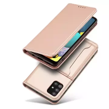 Magnet Card Case etui do Xiaomi Redmi Note 11 Pro pokrowiec portfel na karty kartę podstawka różowy