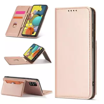 Magnet Card Case etui do Xiaomi Redmi Note 11 Pro pokrowiec portfel na karty kartę podstawka różowy