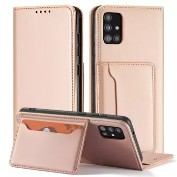 Magnet Card Case etui do Xiaomi Redmi Note 11 Pro pokrowiec portfel na karty kartę podstawka różowy