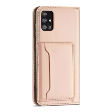 Magnet Card Case etui do Xiaomi Redmi Note 11 Pro pokrowiec portfel na karty kartę podstawka różowy