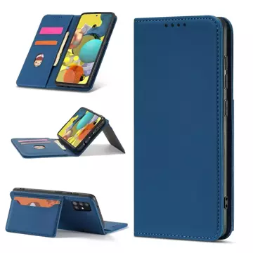 Magnet Card Case etui do Xiaomi Redmi Note 11 pokrowiec portfel na karty kartę podstawka niebieski