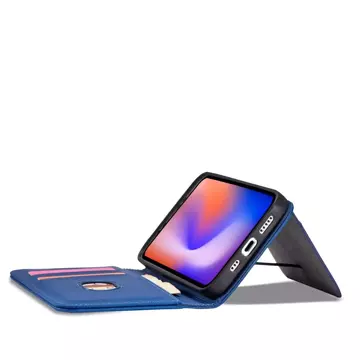 Magnet Card Case etui do iPhone 12 pokrowiec portfel na karty kartę podstawka niebieski