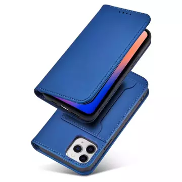 Magnet Card Case etui do iPhone 12 pokrowiec portfel na karty kartę podstawka niebieski