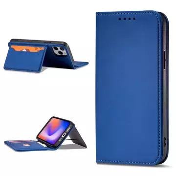 Magnet Card Case etui do iPhone 12 pokrowiec portfel na karty kartę podstawka niebieski