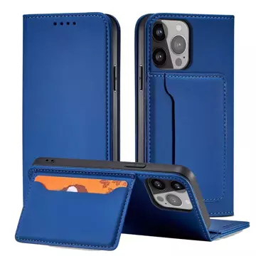 Magnet Card Case etui do iPhone 13 Pro pokrowiec portfel na karty kartę podstawka niebieski