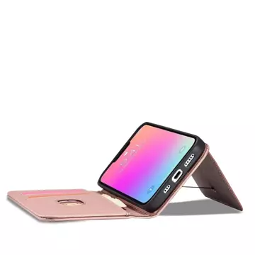 Magnet Card Case etui do iPhone 13 Pro pokrowiec portfel na karty kartę podstawka różowy