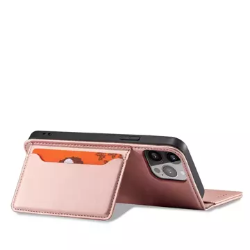 Magnet Card Case etui do iPhone 13 Pro pokrowiec portfel na karty kartę podstawka różowy