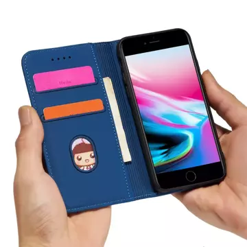 Magnet Card Case etui do iPhone SE 2022 / SE 2020 / iPhone 8 / iPhone 7 pokrowiec portfel na karty kartę podstawka niebieski