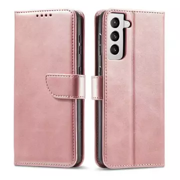 Magnet Case elegancki futerał etui pokrowiec z klapką i funkcją podstawki Samsung Galaxy S22+ (S22 Plus) różowy