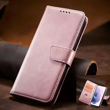 Magnet Case elegancki futerał etui pokrowiec z klapką i funkcją podstawki Samsung Galaxy S22+ (S22 Plus) różowy