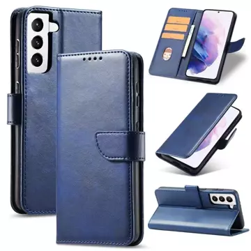 Magnet Case elegancki futerał etui pokrowiec z klapką i funkcją podstawki Samsung Galaxy S22 Ultra niebieski