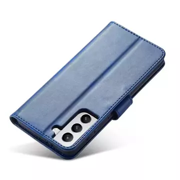 Magnet Case elegancki futerał etui pokrowiec z klapką i funkcją podstawki Samsung Galaxy S22 Ultra niebieski