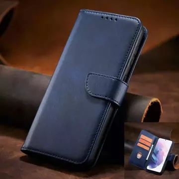 Magnet Case elegancki futerał etui pokrowiec z klapką i funkcją podstawki Samsung Galaxy S22 Ultra niebieski