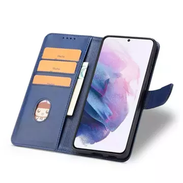 Magnet Case elegancki futerał etui pokrowiec z klapką i funkcją podstawki Samsung Galaxy S22 Ultra niebieski