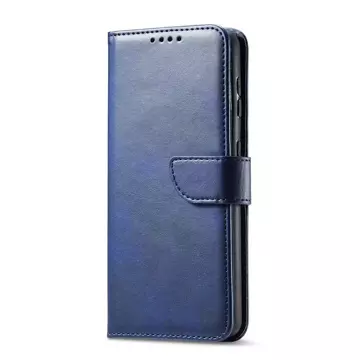 Magnet Case elegancki futerał etui pokrowiec z klapką i funkcją podstawki Samsung Galaxy S22 Ultra niebieski