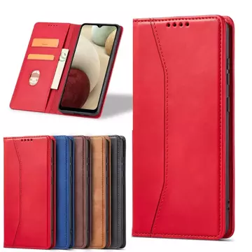 Magnet Fancy Case etui do Samsung Galaxy A12 5G pokrowiec portfel na karty kartę podstawka czerwony