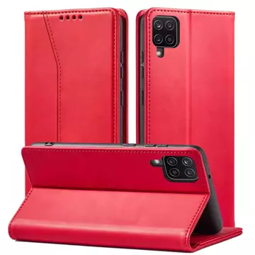 Magnet Fancy Case etui do Samsung Galaxy A12 5G pokrowiec portfel na karty kartę podstawka czerwony