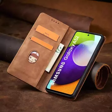 Magnet Fancy Case etui do Samsung Galaxy A52 / A52 5G / A52s 5G pokrowiec portfel na karty kartę podstawka brązowy