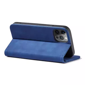 Magnet Fancy Case etui do iPhone 12 Pro Max pokrowiec portfel na karty kartę podstawka niebieski