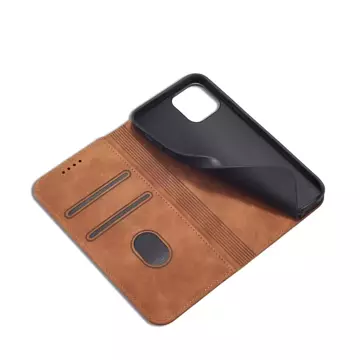 Magnet Fancy Case etui do iPhone 12 Pro pokrowiec portfel na karty kartę podstawka brązowy