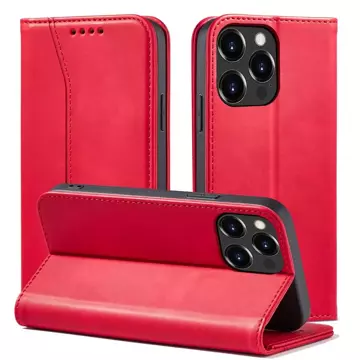 Magnet Fancy Case etui do iPhone 13 Pro pokrowiec portfel na karty kartę podstawka czerwony