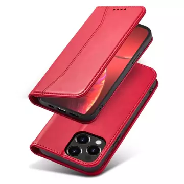 Magnet Fancy Case etui do iPhone 13 Pro pokrowiec portfel na karty kartę podstawka czerwony