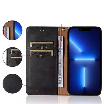 Magnet Strap Case etui do Samsung Galaxy A52 / A52 5G / A52s 5G pokrowiec portfel + mini smycz zawieszka czarny
