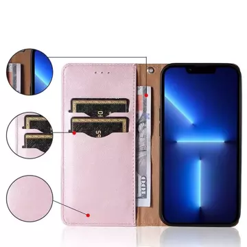 Magnet Strap Case etui do Samsung Galaxy A52 / A52 5G / A52s 5G pokrowiec portfel + mini smycz zawieszka różowy