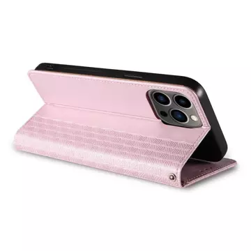 Magnet Strap Case etui do iPhone 12 Pro pokrowiec portfel + mini smycz zawieszka różowy