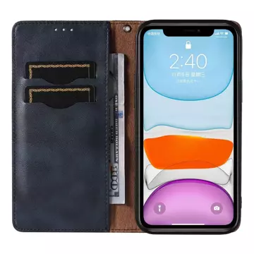 Magnet Strap Case etui do iPhone 13 pokrowiec portfel + mini smycz zawieszka niebieski